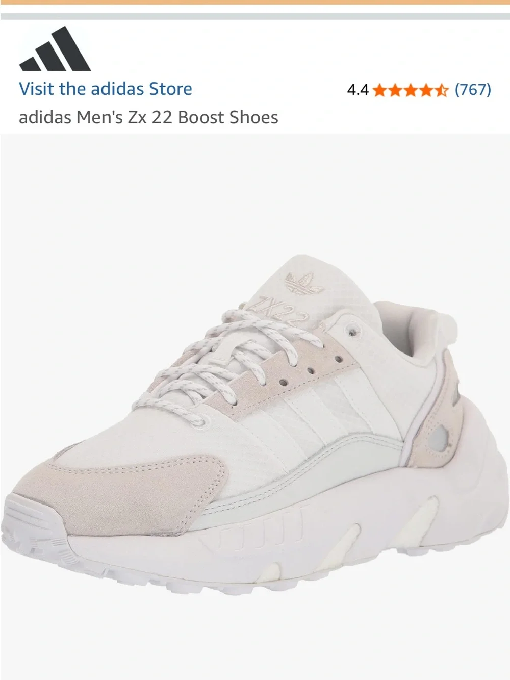 adidas ZX 22 Boost Sneakers in White and Light Beige